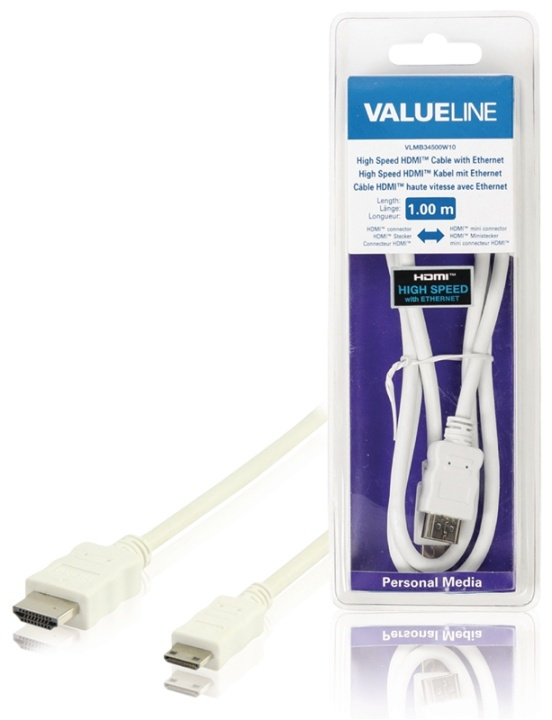Valueline High Speed HDMI-Kabel med Ethernet HDMI Kontakt - HDMI Mini Han 1.00 m Hvit i gruppen Elektronikk / Kabler og adaptere / HDMI / Kabler hos TP E-commerce Nordic AB (38-63853)