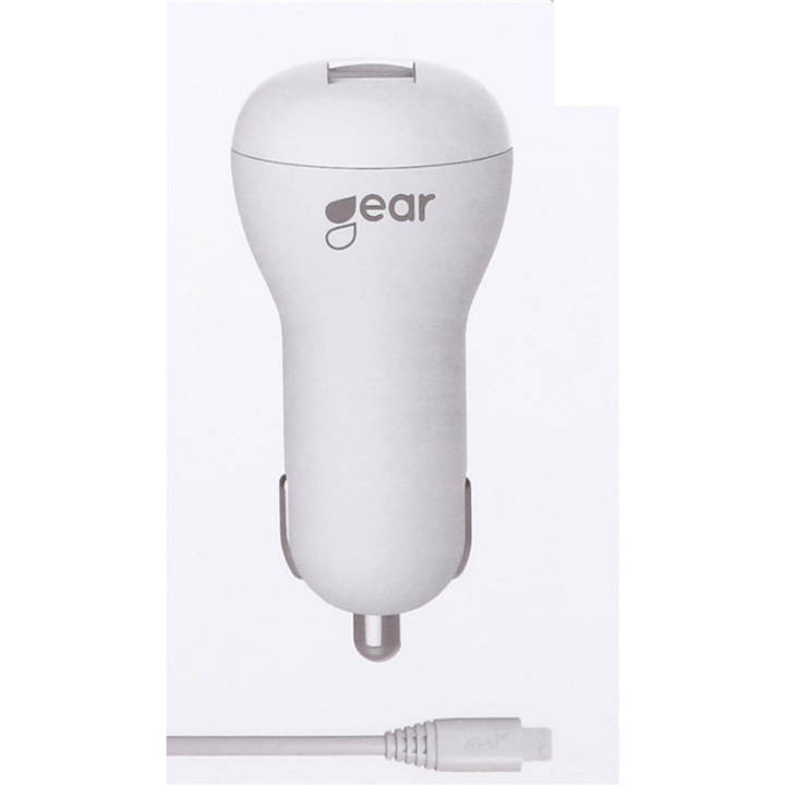 GEAR Lader 12-24V 1xUSB 1A Hvit Lightning Kabel Rund 1m MFI i gruppen SMARTTELEFON & NETTBRETT / Ladere og Kabler / Billader / Billader Lightning hos TP E-commerce Nordic AB (38-66131)