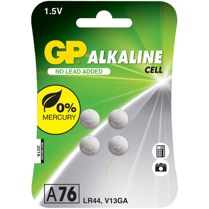 GP A76 / LR44 knappcelle 4-pk i gruppen Elektronikk / Batterier & Ladere / Batterier / knappcelle hos TP E-commerce Nordic AB (38-66536)