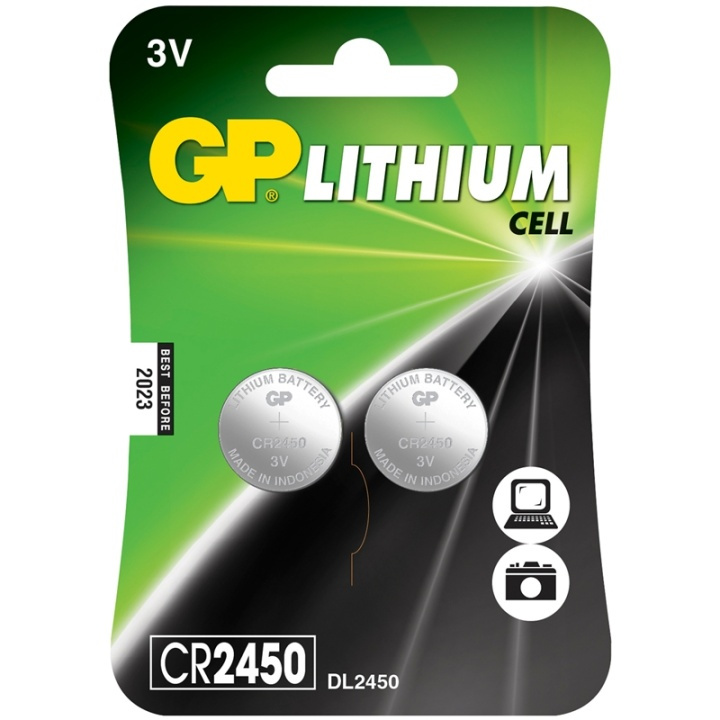 GP CR2450 3V Knappcell 2-pack i gruppen Elektronikk / Batterier & Ladere / Batterier / knappcelle hos TP E-commerce Nordic AB (38-66540)
