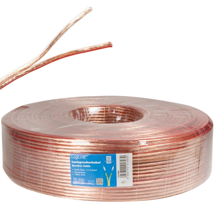LogiLink Høyttalerkabel 2x2,5 100m Transparent i gruppen Elektronikk / Kabler og adaptere / Høyttalerkabler hos TP E-commerce Nordic AB (38-66570)