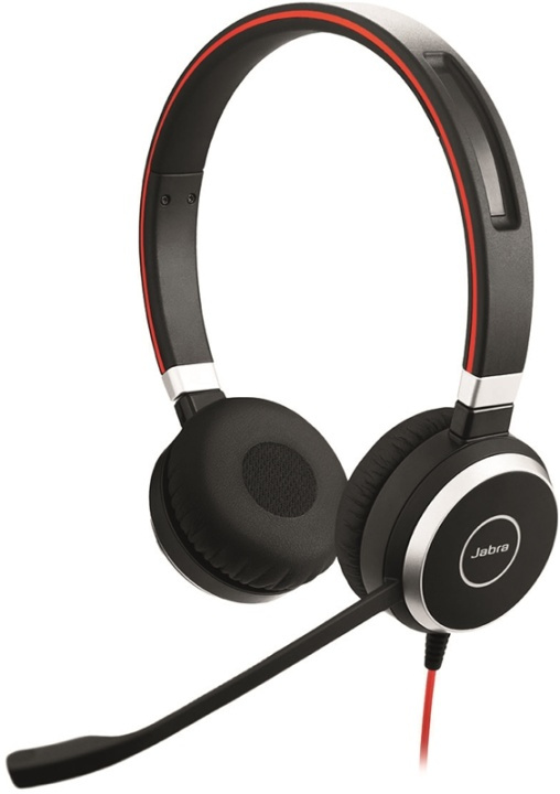 Jabra EVOLVE 40 MS Stereo, 3,5mm, USB, MS Lync, svart/röd i gruppen Datautstyr / Datamaskin Tilbehør / Headset hos TP E-commerce Nordic AB (38-66953)