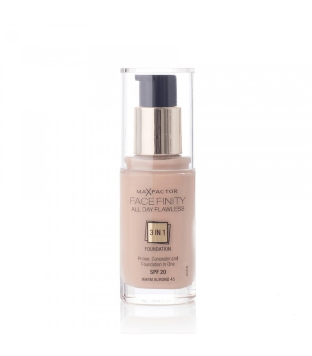 Max Factor Facefinity 3 In 1 Foundation 45 Warm Almond i gruppen HELSE OG SKJØNNHET / Makeup / Makeup ansikt / Foundation hos TP E-commerce Nordic AB (38-68984)
