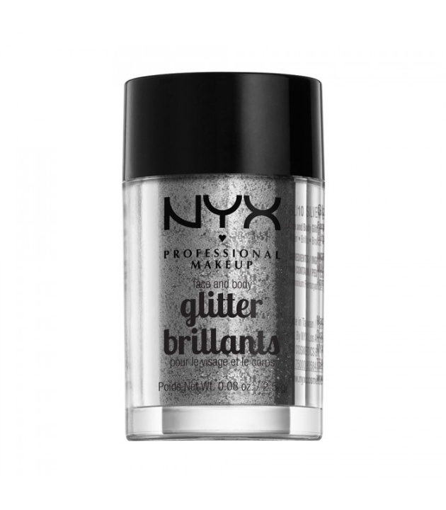 NYX PROF. MAKEUP Face & Body Glitter - 10 Silver 2,5g i gruppen HELSE OG SKJØNNHET / Makeup / Makeup ansikt / Glitter hos TP E-commerce Nordic AB (38-69150)
