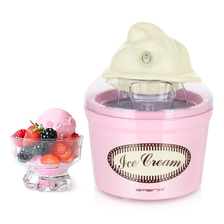 Emerio Iskremmaskin Retro Pink 1,2l i gruppen HJEM, HUS OG HAGE / Husholdningsapparater / Ismaskiner hos TP E-commerce Nordic AB (38-71037)