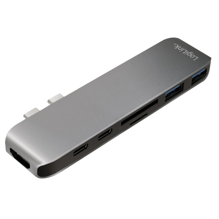 LogiLink Dobbel USB-C 7-i-1-nav PD 100W i gruppen Datautstyr / Nettverk / Nettverkskort / USB hos TP E-commerce Nordic AB (38-71342)