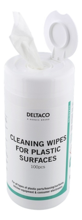 DELTACO Wet Wipes for plastic surfaces, 100pcs, white i gruppen HJEM, HUS OG HAGE / Rengjøringsprodukter / Rengjøringstilbehør hos TP E-commerce Nordic AB (38-71604)