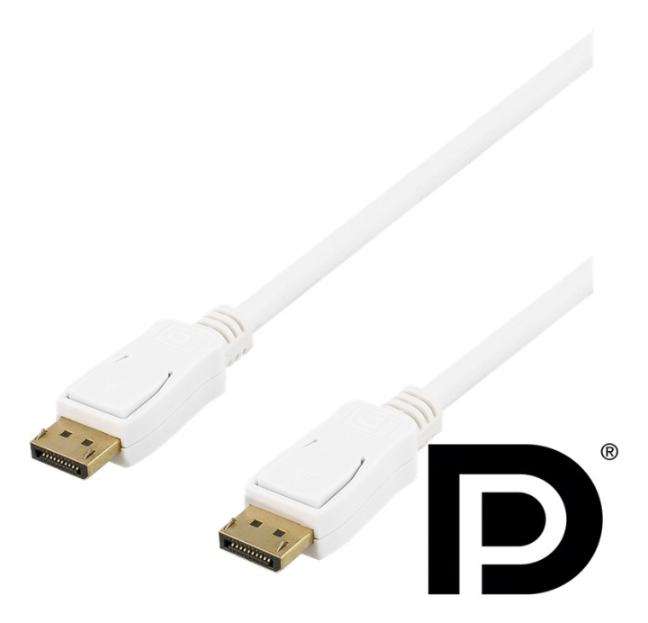 DELTACO DisplayPort cable, 2m, 4K UHD, DP 1.2, white i gruppen Datautstyr / Kabler og adaptere / DisplayPort / Kabler hos TP E-commerce Nordic AB (38-71626)