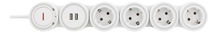 DELTACO Fleksibel strømskinne med 4 kontakter, 1,4 m, 16A 3500W, 2x USB-A i gruppen HJEM, HUS OG HAGE / El og belysning / Grenuttak hos TP E-commerce Nordic AB (38-71631)