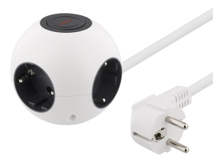 DELTACO Power globe with switch, 4xCEE 7/4, 1xCEE 7/7, 1.4m cable, whi i gruppen HJEM, HUS OG HAGE / El og belysning / Grenuttak hos TP E-commerce Nordic AB (38-71632)