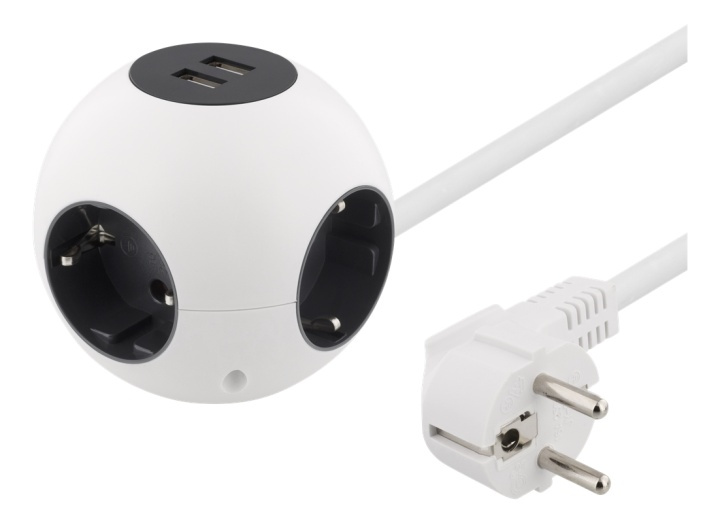 DELTACO Power globe, 2xUSB-A 2.1A, 4xCEE 7/4, 1xCEE 7/7, white i gruppen HJEM, HUS OG HAGE / El og belysning / Grenuttak hos TP E-commerce Nordic AB (38-71633)