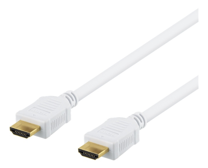 DELTACO High-Speed HDMI cable, 5m, Ethernet, 4K UHD, white i gruppen Elektronikk / Kabler og adaptere / HDMI / Kabler hos TP E-commerce Nordic AB (38-71639)