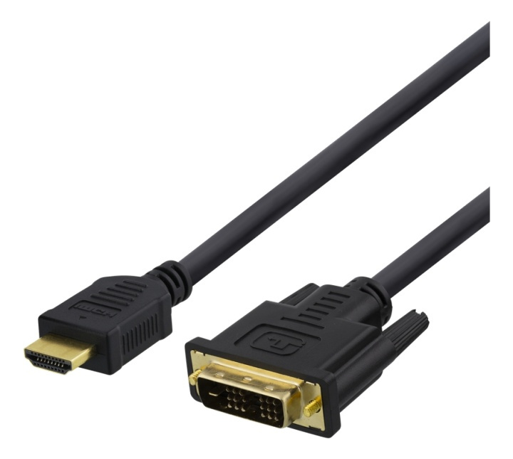 DELTACO HDMI to DVI cable, 1m, Full HD, black i gruppen Datautstyr / Kabler og adaptere / DVI / Kabler hos TP E-commerce Nordic AB (38-71647)