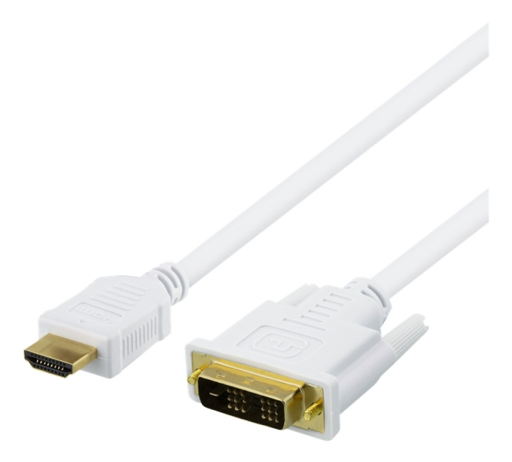 DELTACO HDMI to DVI cable, 2m, Full HD, white i gruppen Datautstyr / Kabler og adaptere / DVI / Kabler hos TP E-commerce Nordic AB (38-71648)