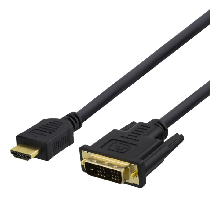 DELTACO HDMI til DVI-kabel, 3 m, Full HD, svart i gruppen Datautstyr / Kabler og adaptere / DVI / Kabler hos TP E-commerce Nordic AB (38-71650)