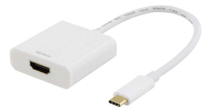 DELTACO USB-C til HDMI-adapter, 4096x2160 30 Hz, hvit i gruppen Elektronikk / Kabler og adaptere / HDMI / Adaptere hos TP E-commerce Nordic AB (38-71734)