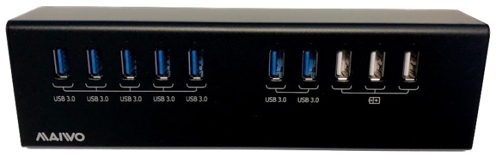 External USB 3.0 Hub, 10x USB-A, 7x USB 3.0, 3x USB 5V/2,1A, black i gruppen Datautstyr / Datamaskin Tilbehør / USB-Hubs hos TP E-commerce Nordic AB (38-71805)