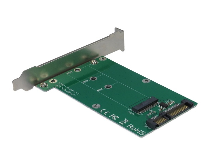 M.2 to SATA adapter, full-profile bracket, 22pin, green i gruppen Datautstyr / PC-Komponenter / Harddisker / Adaptere og tilbehør hos TP E-commerce Nordic AB (38-71806)