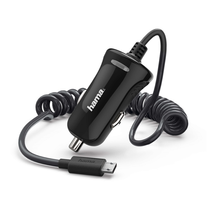 HAMA Lader 12V MicroUSB 2,4A fast kabel Svart i gruppen SMARTTELEFON & NETTBRETT / Ladere og Kabler / Billader / Billader microUSB hos TP E-commerce Nordic AB (38-72131)