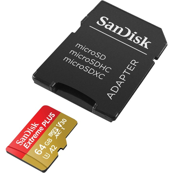 SANDISK MicroSDXC Extreme 64GB 160MB/s A2 C10 V30 UHS-I U3 i gruppen Elektronikk / Lagringsmedia / Minnekort / MicroSD/HC/XC hos TP E-commerce Nordic AB (38-72180)
