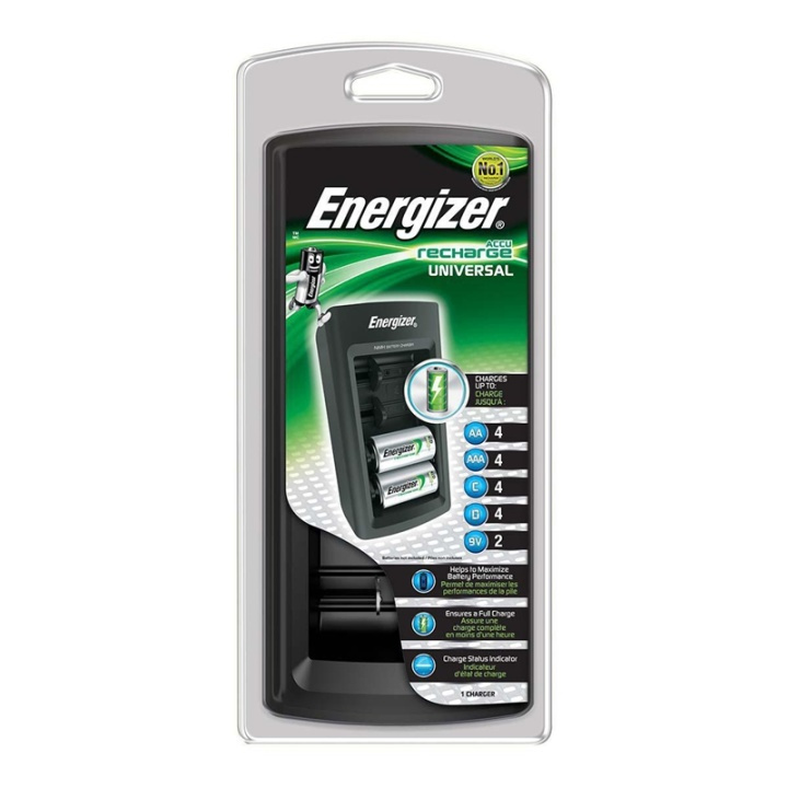 Energizer NiMH batterilader AA / AAA | 1.2 / 9 V DC | Trickle lader | Fransk / Type C (CEE 7/16) | Energitype for batteri: AA / AAA / C / D / E-Block | Sort i gruppen Elektronikk / Batterier & Ladere / Batterilader hos TP E-commerce Nordic AB (38-72231)