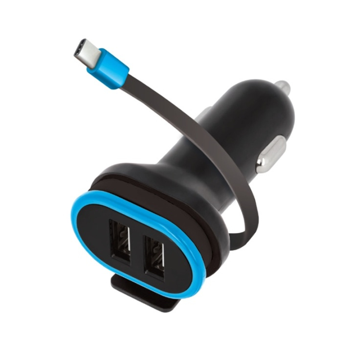 Forever Dobbel USB-billader CC-02 3A med USB type C-kabel i gruppen SMARTTELEFON & NETTBRETT / Ladere og Kabler / Billader / Billader Type C hos TP E-commerce Nordic AB (38-72538)