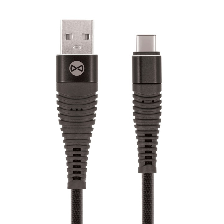 Forever Shark - USB typ-C kabel, svart i gruppen SMARTTELEFON & NETTBRETT / Ladere og Kabler / Kabler / Kabler type C hos TP E-commerce Nordic AB (38-72561)