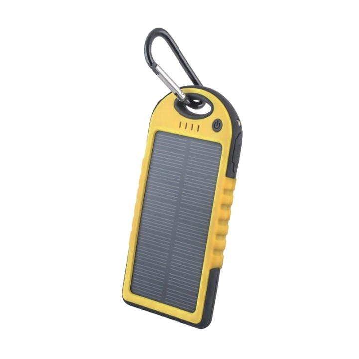 Setty solcellebasert powerbank, 5000 mAh, gul/svart i gruppen SMARTTELEFON & NETTBRETT / Ladere og Kabler / Powerbanks hos TP E-commerce Nordic AB (38-72569)