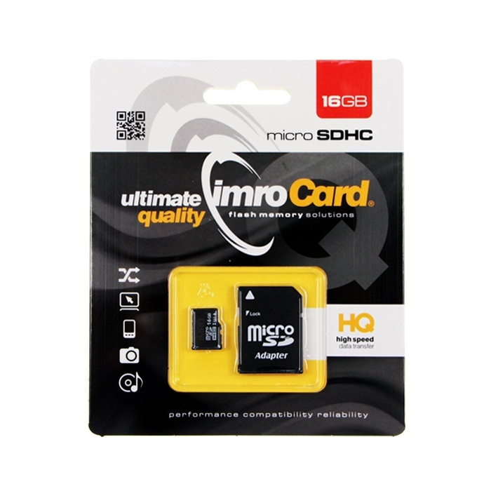 IMRO MicroSDHC 16 GB cl.10 UHS-I med adapter i gruppen Elektronikk / Lagringsmedia / Minnekort / MicroSD/HC/XC hos TP E-commerce Nordic AB (38-72573)