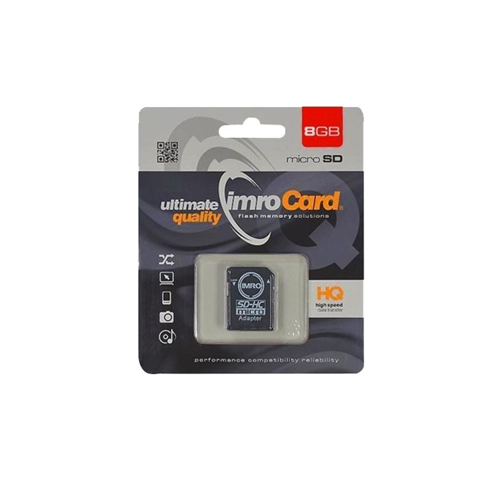 IMRO MicroSDHC 8GB cl.10 med adapter i gruppen Elektronikk / Lagringsmedia / Minnekort / MicroSD/HC/XC hos TP E-commerce Nordic AB (38-72575)