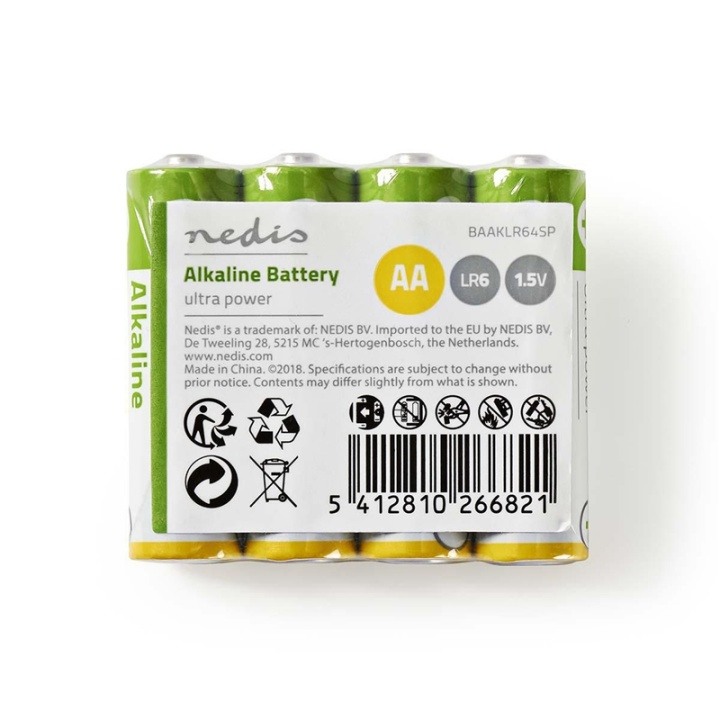 Nedis Alkaline Batteri AA | 1.5 V DC | 4-krympepakning i gruppen Elektronikk / Batterier & Ladere / Batterier / AA hos TP E-commerce Nordic AB (38-72963)