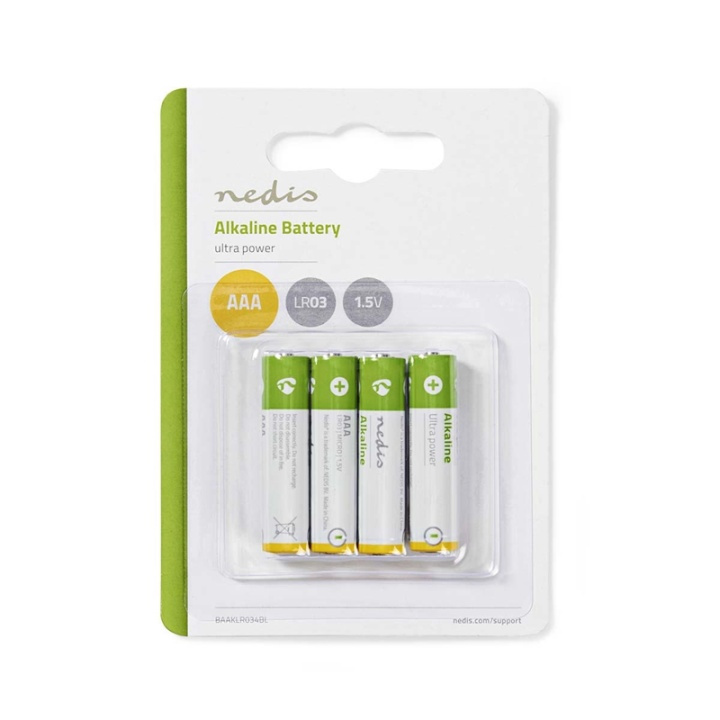 Nedis Alkaline Battery AAA | 1.5 V DC | 4-Pakke i gruppen Elektronikk / Batterier & Ladere / Batterier / AAA hos TP E-commerce Nordic AB (38-72968)
