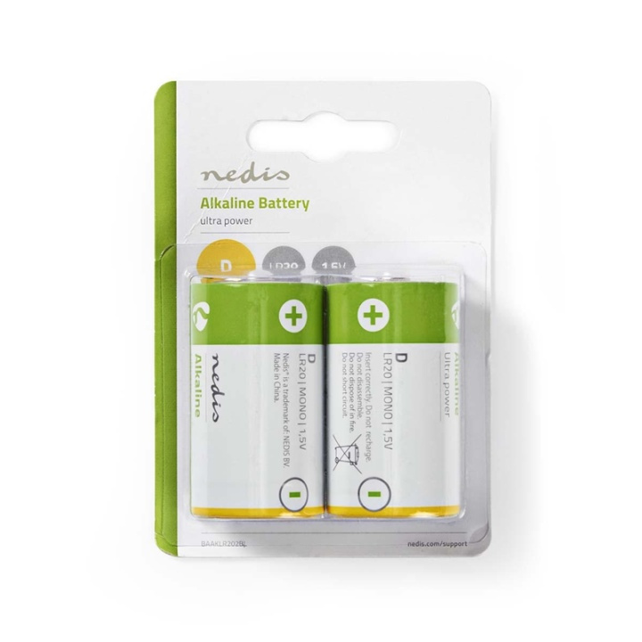 Nedis Alkalisk batteri D | 1.5 V DC | 2-Pakke i gruppen Elektronikk / Batterier & Ladere / Batterier / Andre hos TP E-commerce Nordic AB (38-72970)
