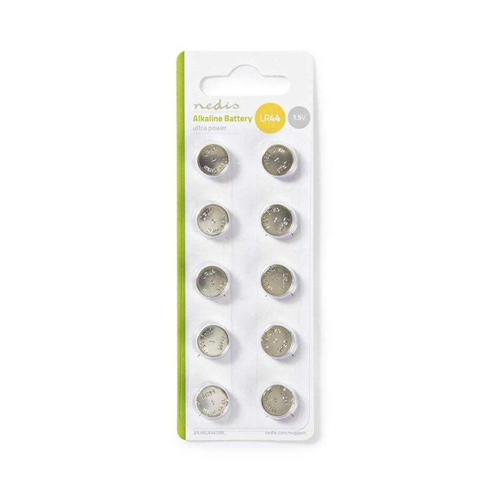 Nedis Alkaline Battery LR44 | 1.5 V DC | 10-Pakke i gruppen Elektronikk / Batterier & Ladere / Batterier / knappcelle hos TP E-commerce Nordic AB (38-72975)