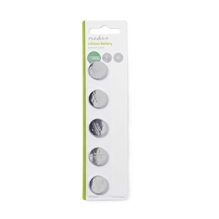 Nedis Lithium knappecellebatteri CR2032 | 3 V DC | 5-Pakke i gruppen Elektronikk / Batterier & Ladere / Batterier / knappcelle hos TP E-commerce Nordic AB (38-72977)