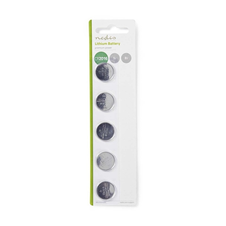 Nedis Lithium knappecellebatteri CR2016 | 3 V DC | 5-Pakke i gruppen Elektronikk / Batterier & Ladere / Batterier / knappcelle hos TP E-commerce Nordic AB (38-72978)