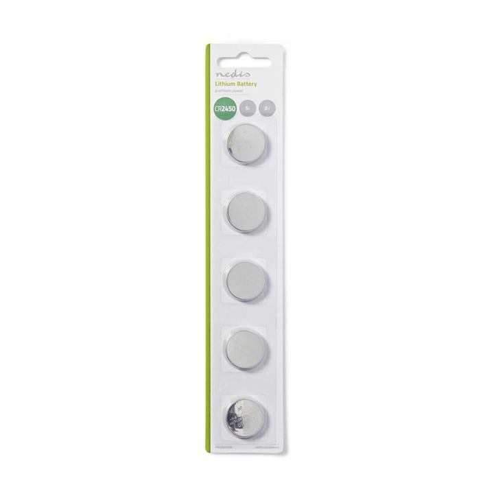 Nedis Lithium knappecellebatteri CR2450 | 3 V DC | 5-Pakke | Sølv i gruppen Elektronikk / Batterier & Ladere / Batterier / knappcelle hos TP E-commerce Nordic AB (38-72980)