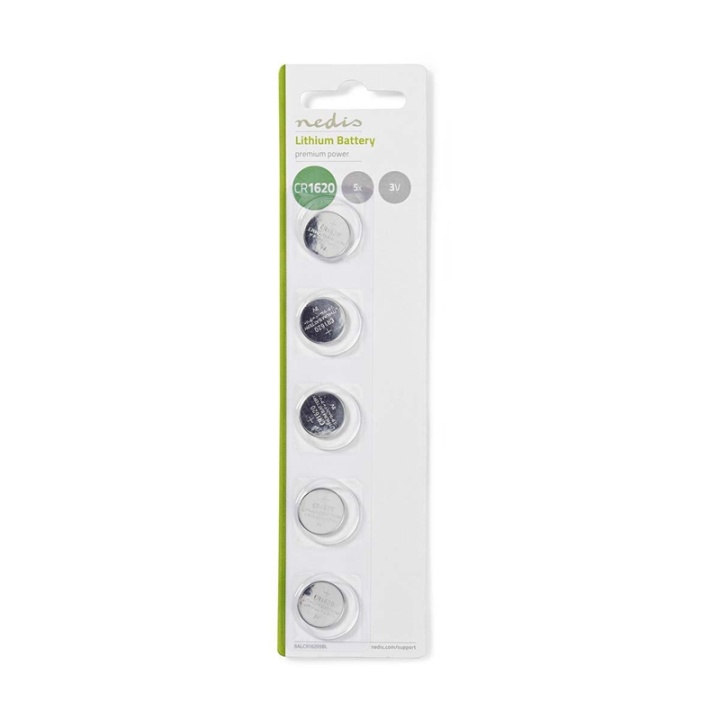 Nedis Lithium knappecellebatteri CR1620 | 3 V DC | 5-Pakke i gruppen Elektronikk / Batterier & Ladere / Batterier / knappcelle hos TP E-commerce Nordic AB (38-72984)