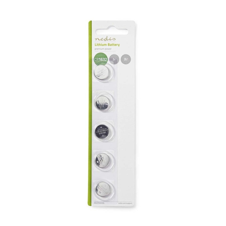 Nedis Lithium knappecellebatteri CR1632 | 3 V DC | Forhånds ladet | 5-Pakke i gruppen Elektronikk / Batterier & Ladere / Batterier / knappcelle hos TP E-commerce Nordic AB (38-72985)