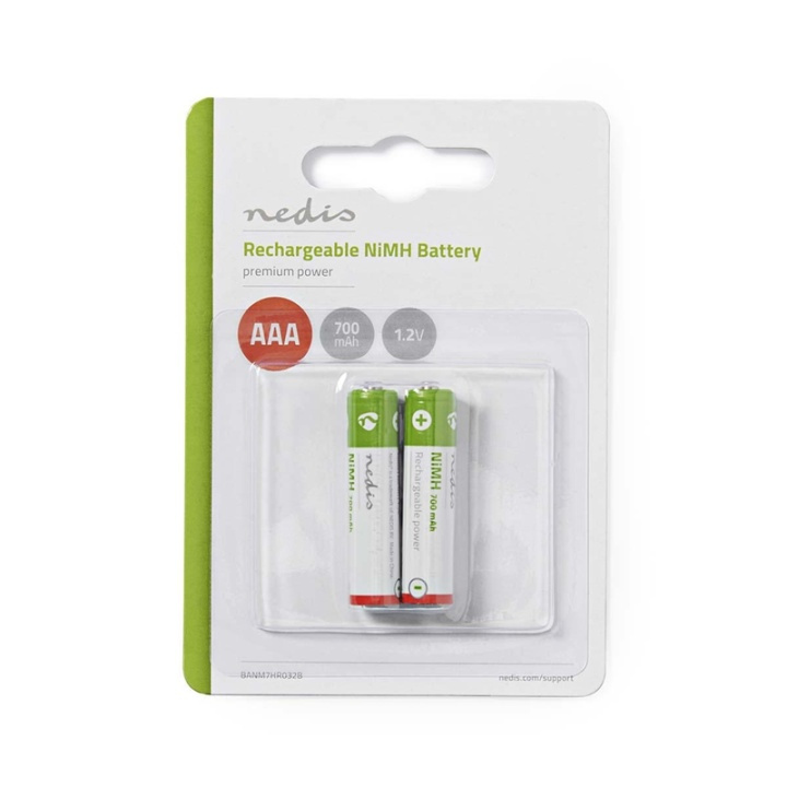 Nedis Oppladbare Ni-MH batteri AAA | 1.2 V DC | 700 mAh | Forhånds ladet | 2-Pakke i gruppen Elektronikk / Batterier & Ladere / Oppladbare batterier / AAA hos TP E-commerce Nordic AB (38-72992)