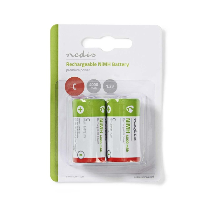 Nedis Oppladbare batteri C | 1.2 V DC | 4000 mAh | Forhånds ladet | 2-Pakke | HR14 i gruppen Elektronikk / Batterier & Ladere / Oppladbare batterier / Andre hos TP E-commerce Nordic AB (38-72998)