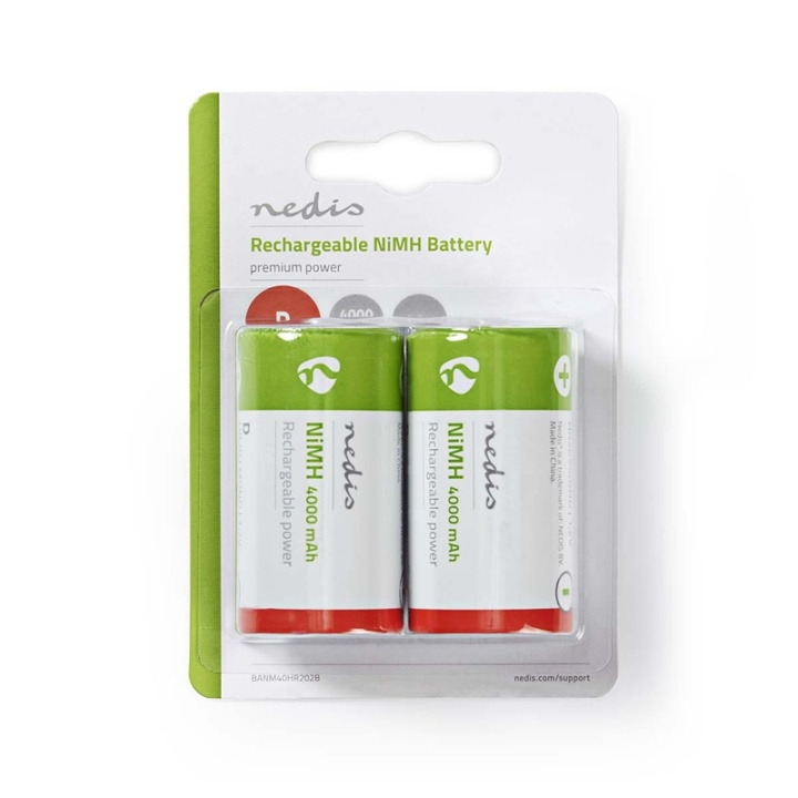 Nedis Oppladbare batteri D | 1.2 V DC | 4000 mAh | Forhånds ladet | 2-Pakke | HR20 i gruppen Elektronikk / Batterier & Ladere / Oppladbare batterier / Andre hos TP E-commerce Nordic AB (38-72999)