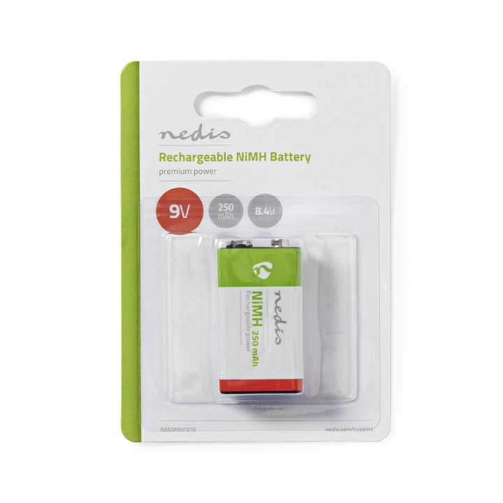 Nedis Oppladbare batteri E-blokk | 8.4 V DC | 250 mAh | Forhånds ladet | 1-Pakke | 6LR61 i gruppen Elektronikk / Batterier & Ladere / Oppladbare batterier / Andre hos TP E-commerce Nordic AB (38-73000)