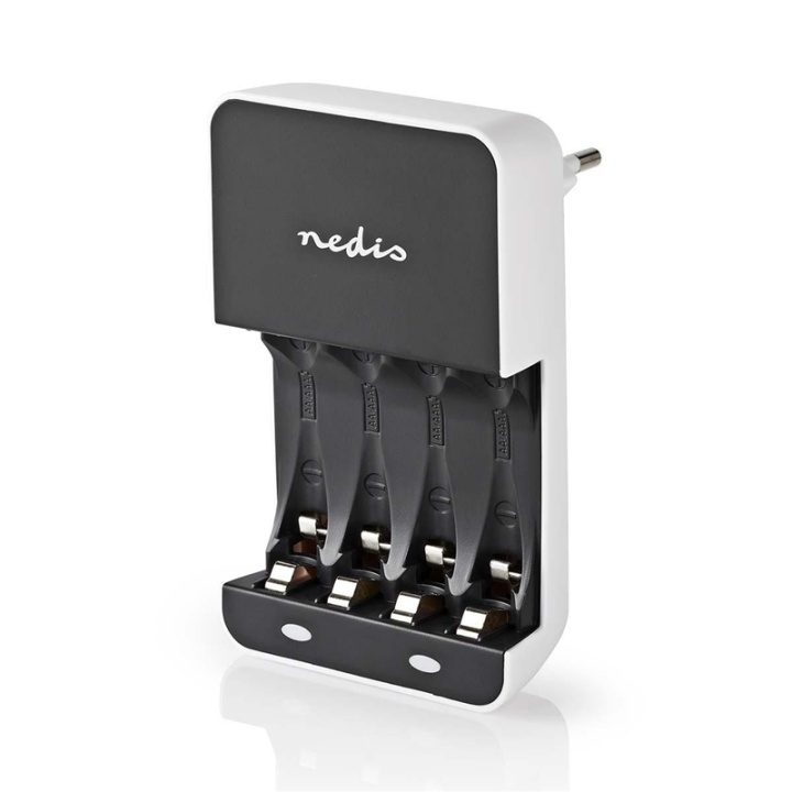 Nedis NiMH batterilader AA / AAA | 1.2 V DC | Trickle lader | Euro / Type C (CEE 7/16) | Energitype for batteri: AA / AAA | Hvit / Sort i gruppen Elektronikk / Batterier & Ladere / Batterilader hos TP E-commerce Nordic AB (38-73008)