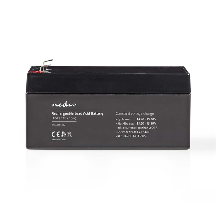 Nedis Oppladbart blybatteri | Lead-Acid | Oppladningsbar | 12 V | 3200 mAh i gruppen Elektronikk / Batterier & Ladere / Oppladbare batterier / Blybatterier hos TP E-commerce Nordic AB (38-73012)
