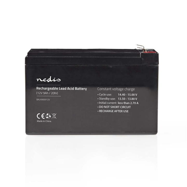 Nedis Oppladbart blybatteri | Lead-Acid | Oppladningsbar | 12 V | 9000 mAh i gruppen Elektronikk / Batterier & Ladere / Oppladbare batterier / Blybatterier hos TP E-commerce Nordic AB (38-73013)