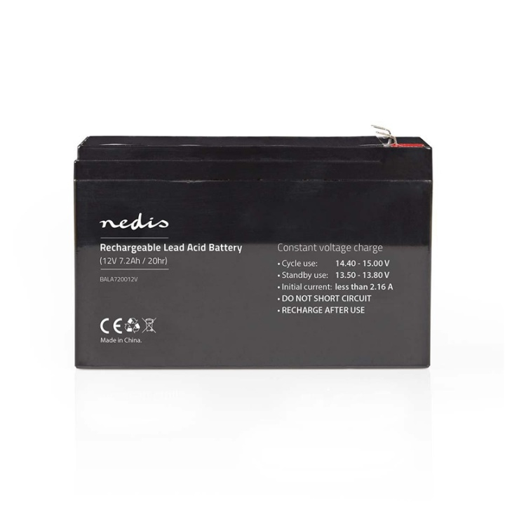Nedis Oppladbart blybatteri | Lead-Acid | Oppladningsbar | 12 V | 7200 mAh i gruppen Elektronikk / Batterier & Ladere / Oppladbare batterier / Blybatterier hos TP E-commerce Nordic AB (38-73014)