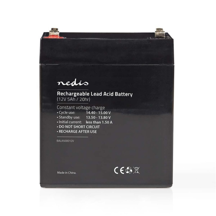Nedis Oppladbart blybatteri | Lead-Acid | Oppladningsbar | 12 V | 5000 mAh i gruppen Elektronikk / Batterier & Ladere / Oppladbare batterier / Blybatterier hos TP E-commerce Nordic AB (38-73018)