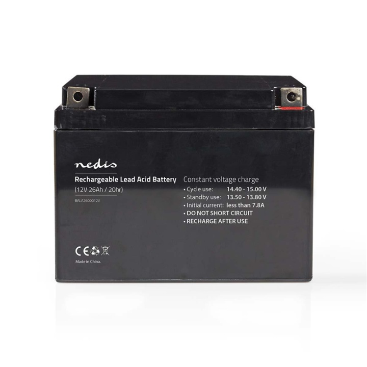 Nedis Oppladbart blybatteri | Lead-Acid | Oppladningsbar | 12 V | 26000 mAh i gruppen Elektronikk / Batterier & Ladere / Oppladbare batterier / Blybatterier hos TP E-commerce Nordic AB (38-73020)