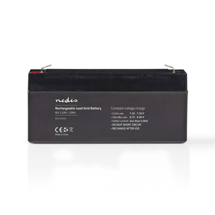 Nedis Oppladbart blybatteri | Lead-Acid | Oppladningsbar | 6 V | 3200 mAh i gruppen Elektronikk / Batterier & Ladere / Oppladbare batterier / Blybatterier hos TP E-commerce Nordic AB (38-73021)